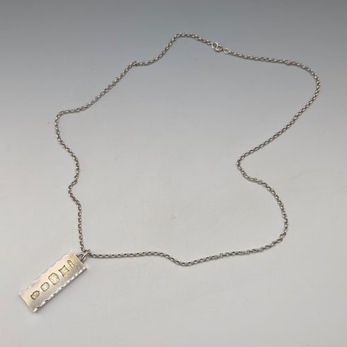 1977年 英国 純銀製 ジュビリーインゴットペンダント計39.1g 純銀ネックレス付 EJLd